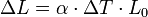 \Delta L= \alpha \cdot \Delta T \cdot L_0